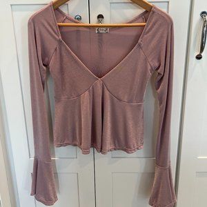 Intimately Free People Purple Lilac Pink Flare Sleeve Top Size XS